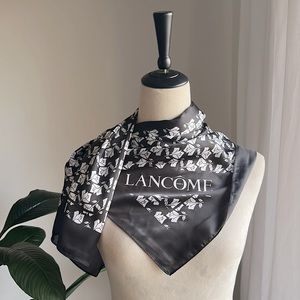 Lancome Paris Square Black And White Floral Scarf 31.5"x31.5"